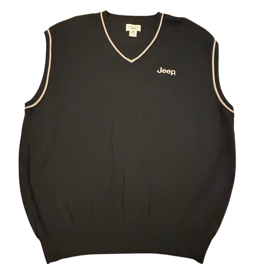 NWOT Gear Black V-neck Cotton Sleeveless Sweater JEEP  XXL